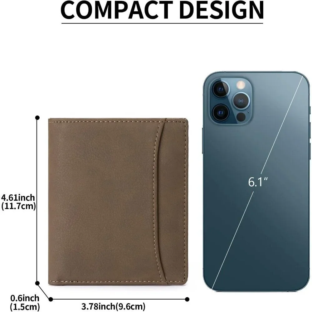 Men's 1 Type Coffee Genuine Leather Minimalist Wallets Card Zipper Coin Pocket